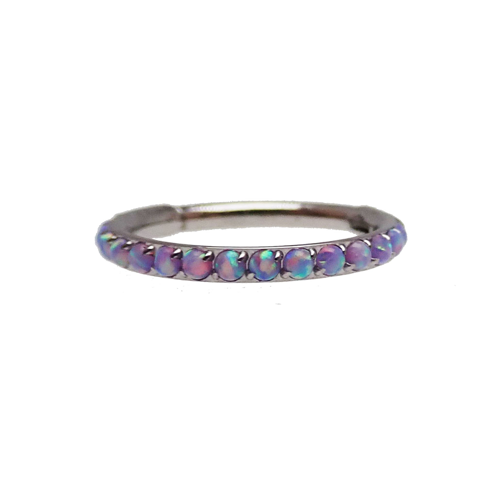 Lavender, Purple, or White Front Inlaid Clicker 18g - Body Clickers Body Jewelry
