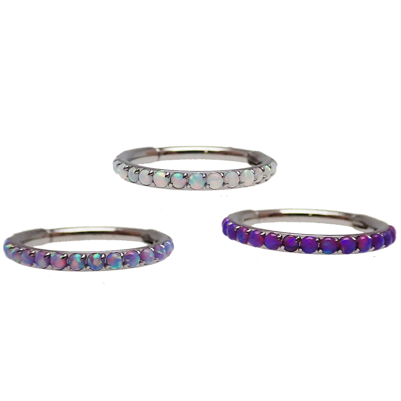 Lavender, Purple, or White Front Inlaid Clicker 18g - Body Clickers Body Jewelry