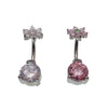 Circular CZ & CZ Flower Belly Bar 14g - Body Clickers Body Jewelry