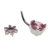Circular CZ & CZ Flower Belly Bar 14g - Body Clickers Body Jewelry