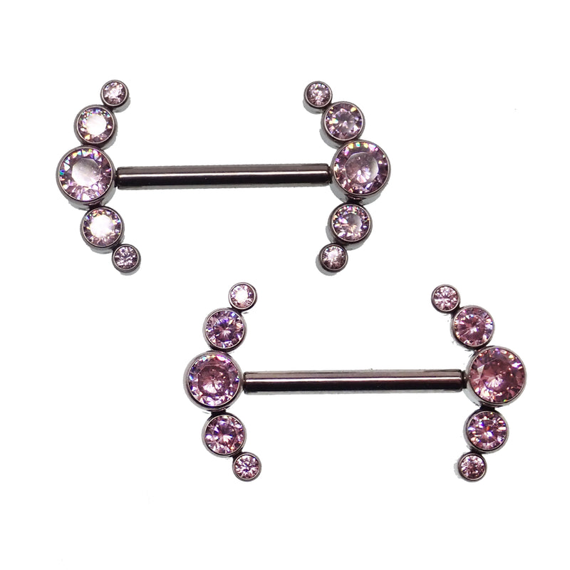 Pink CZ Nipple Cluster 14g, 12g