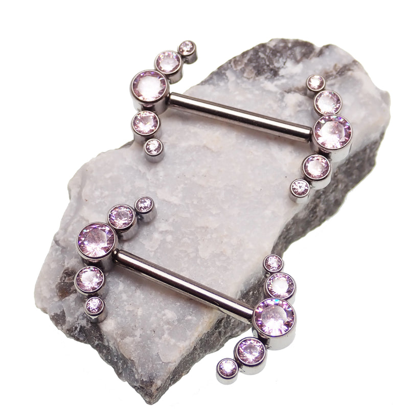 Pink CZ Nipple Cluster 14g, 12g