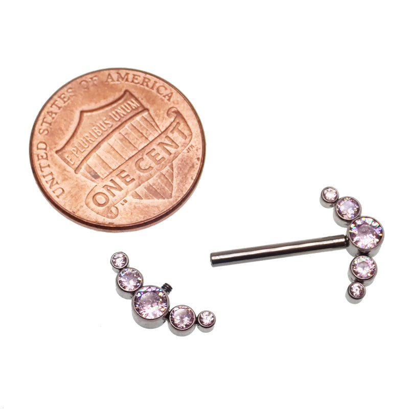 Pink CZ Nipple Cluster 14g, 12g