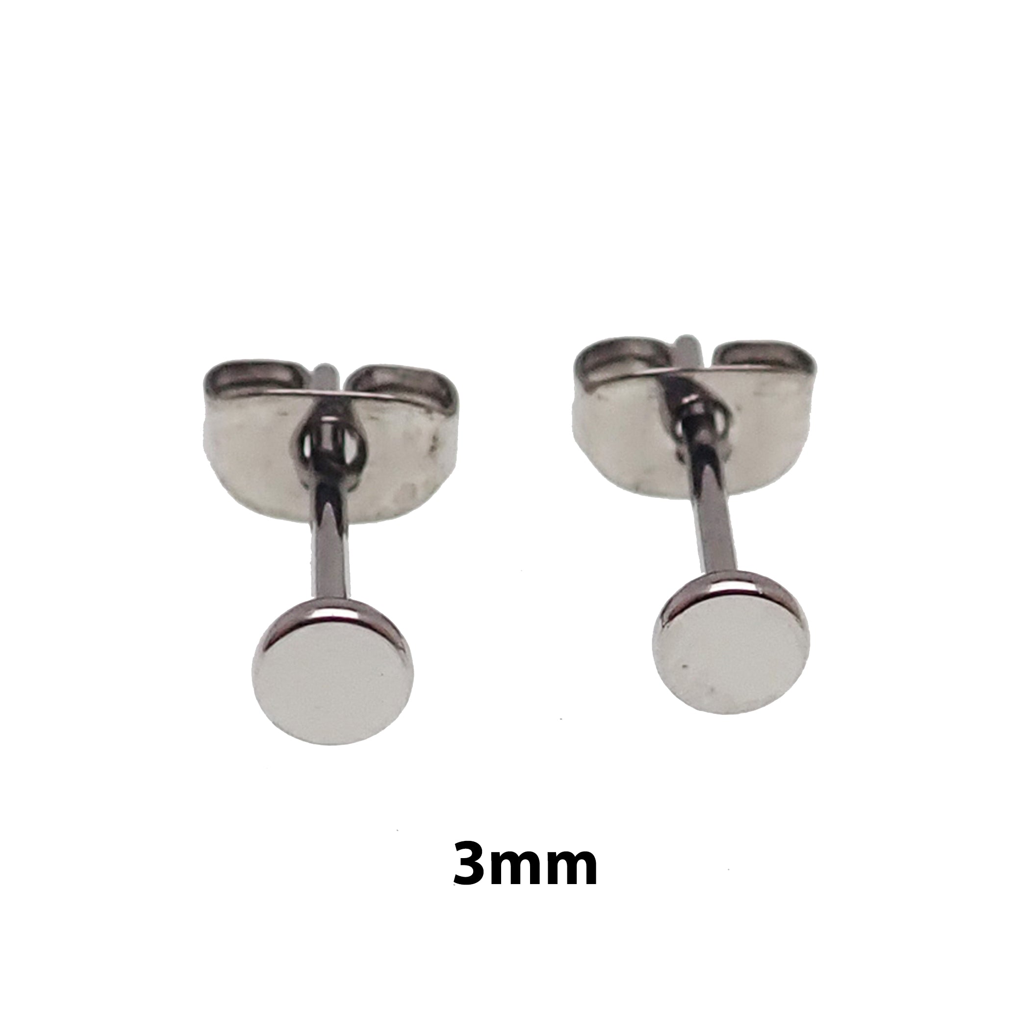 Thin Silver Titanium Disc Earring Pair