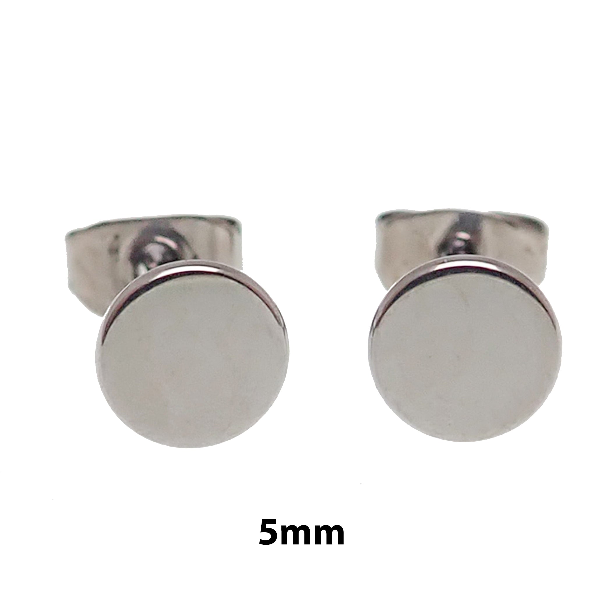 Thin Silver Titanium Disc Earring Pair
