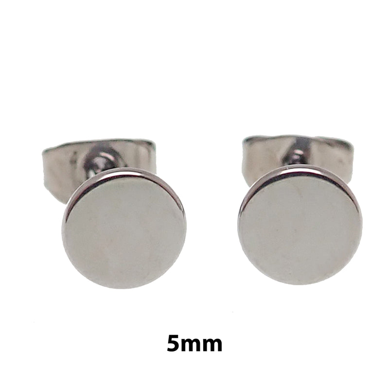 Thin Silver Titanium Disc Earring Pair