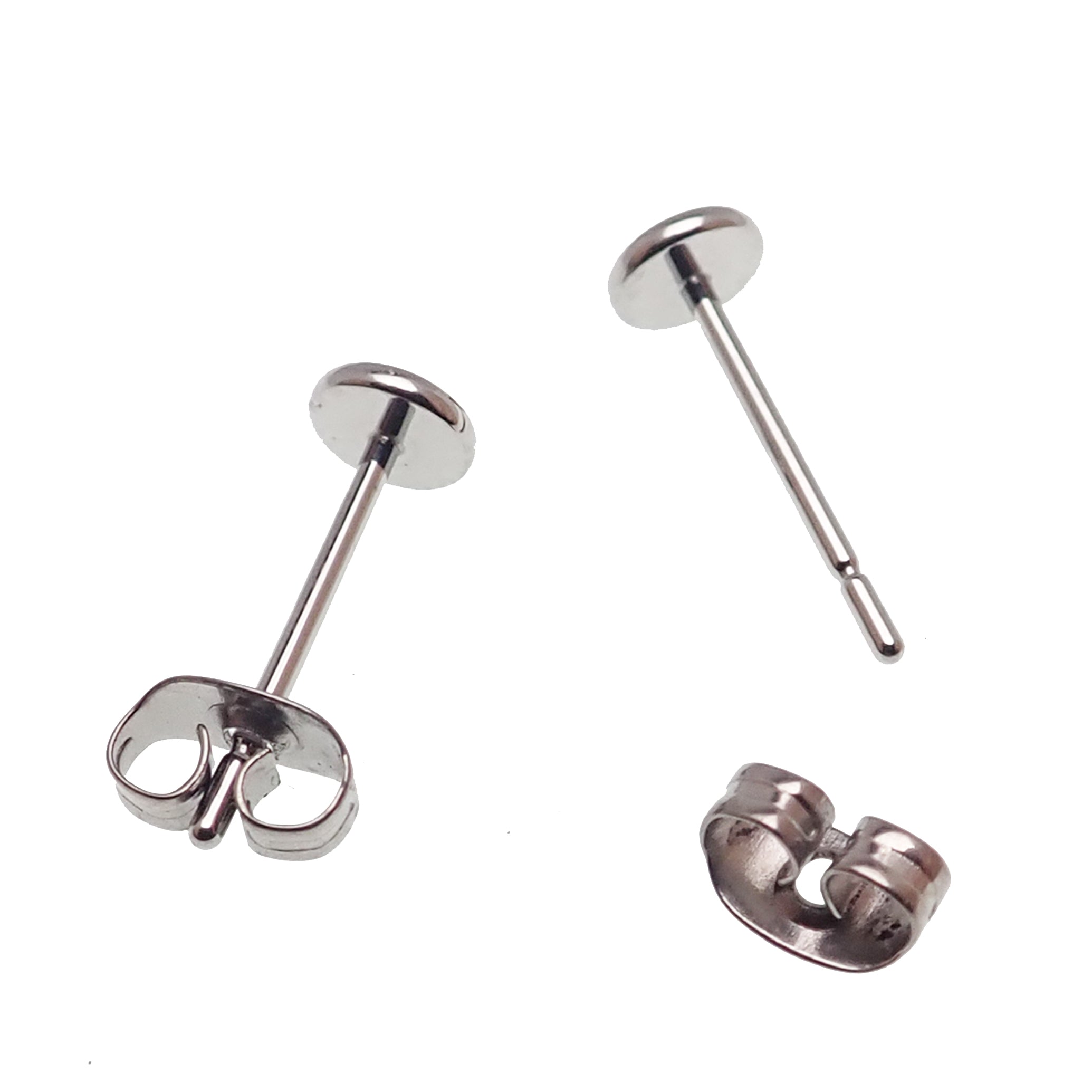 Thin Silver Titanium Disc Earring Pair