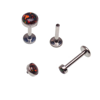 Black Cherry Opal Flat Back Piercing 14g, 16g, 18g