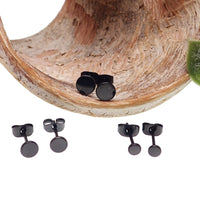 Thin PVD Black Titanium Disc Earring Pair