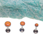 Orange Fire Opal Flat Back Piercing 18g, 16g, 14g