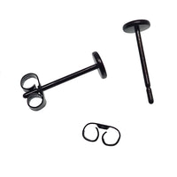 Thin PVD Black Titanium Disc Earring Pair