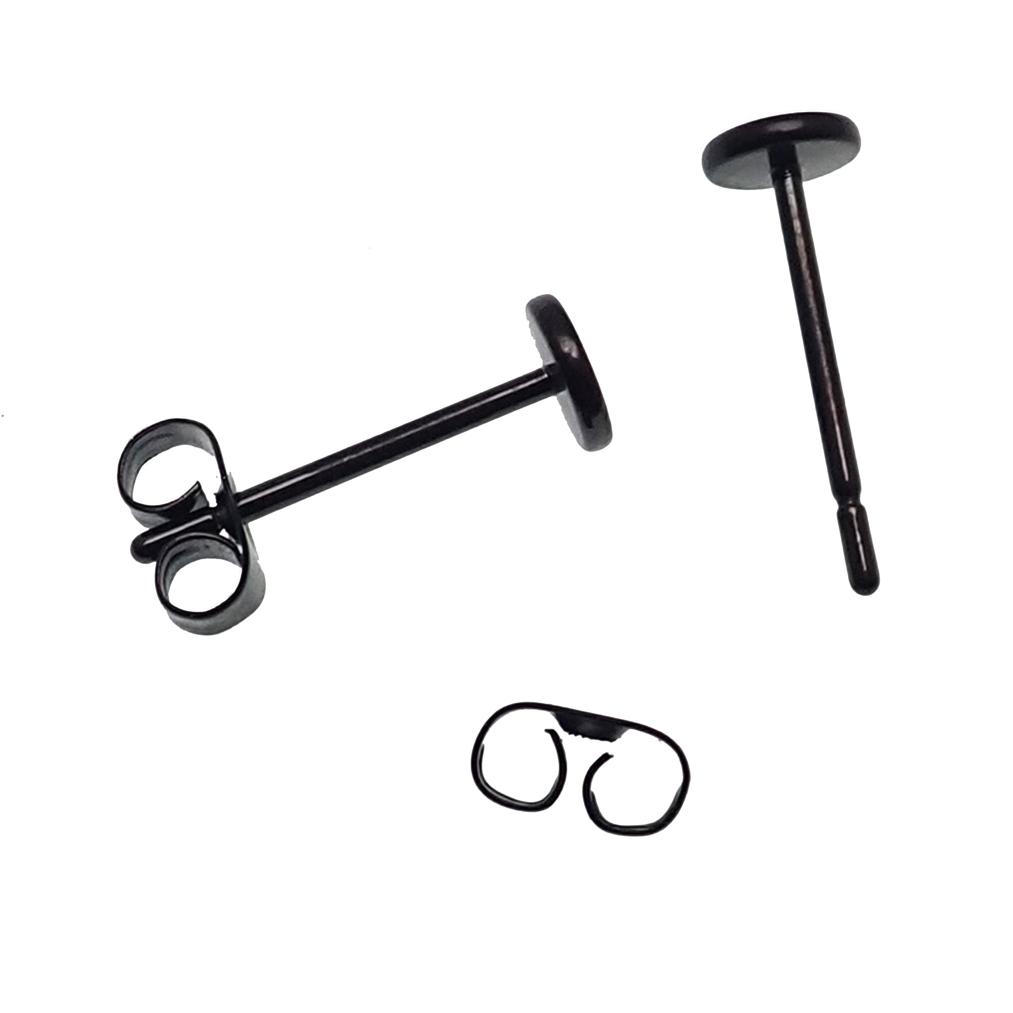 Thin PVD Black Titanium Disc Earring Pair