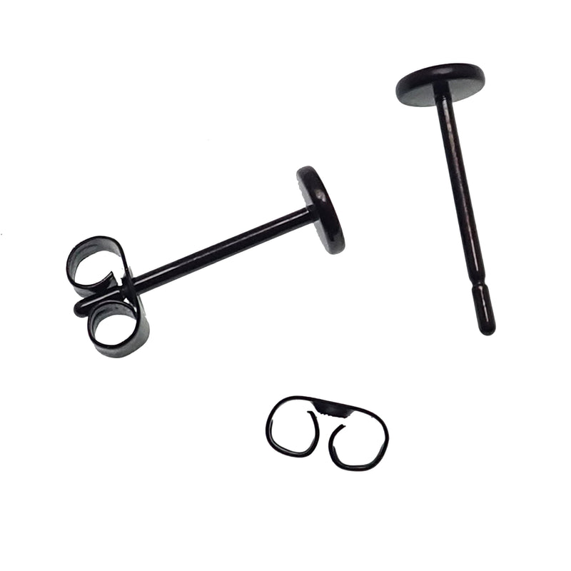 Thin PVD Black Titanium Disc Earring Pair