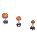 Orange Fire Opal Flat Back Piercing 18g, 16g, 14g