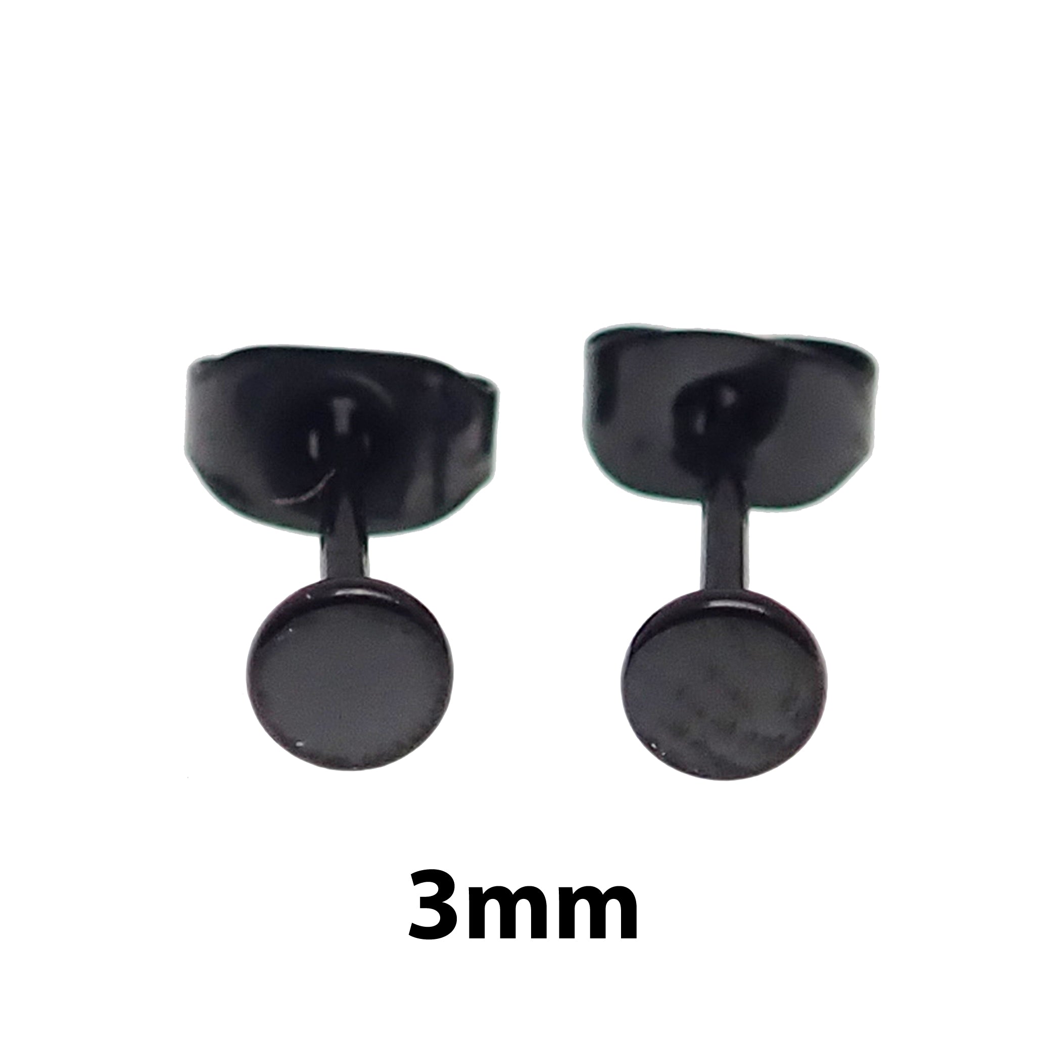 Thin PVD Black Titanium Disc Earring Pair