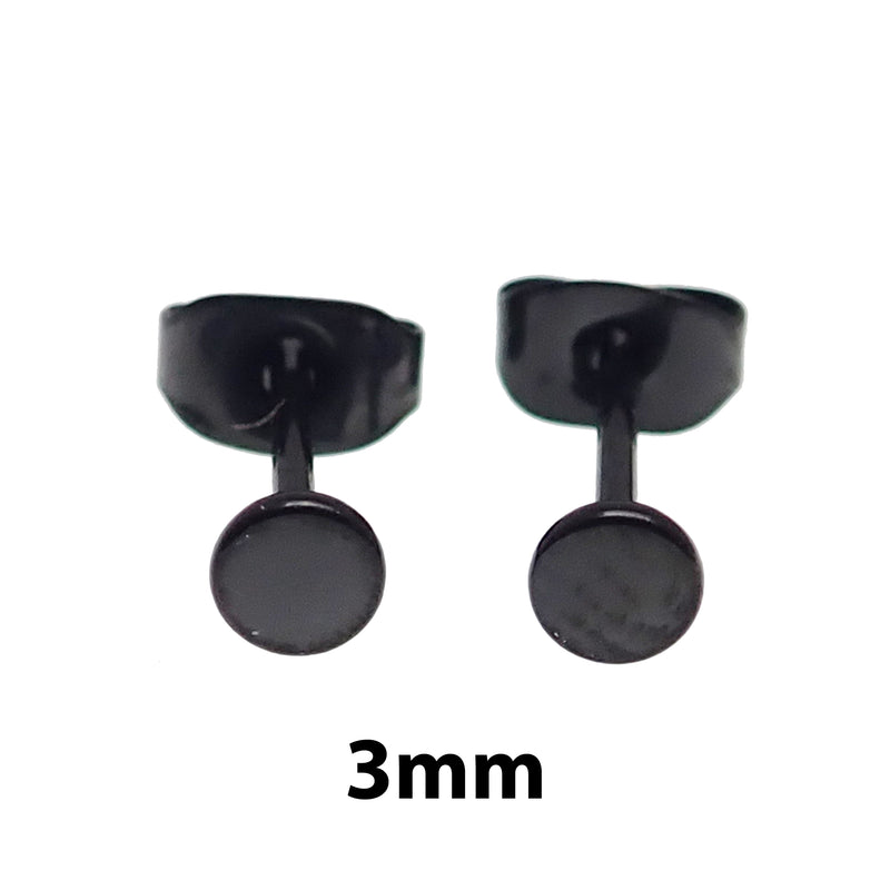 Thin PVD Black Titanium Disc Earring Pair