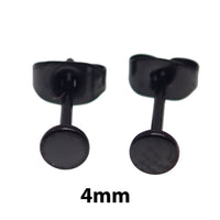 Thin PVD Black Titanium Disc Earring Pair