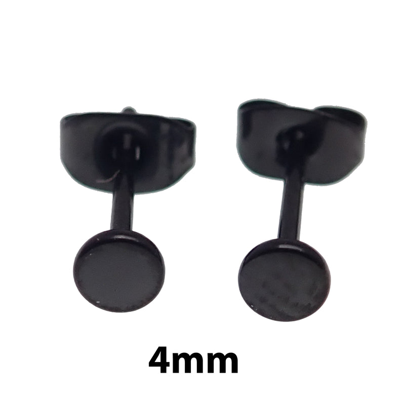 Thin PVD Black Titanium Disc Earring Pair
