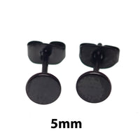 Thin PVD Black Titanium Disc Earring Pair