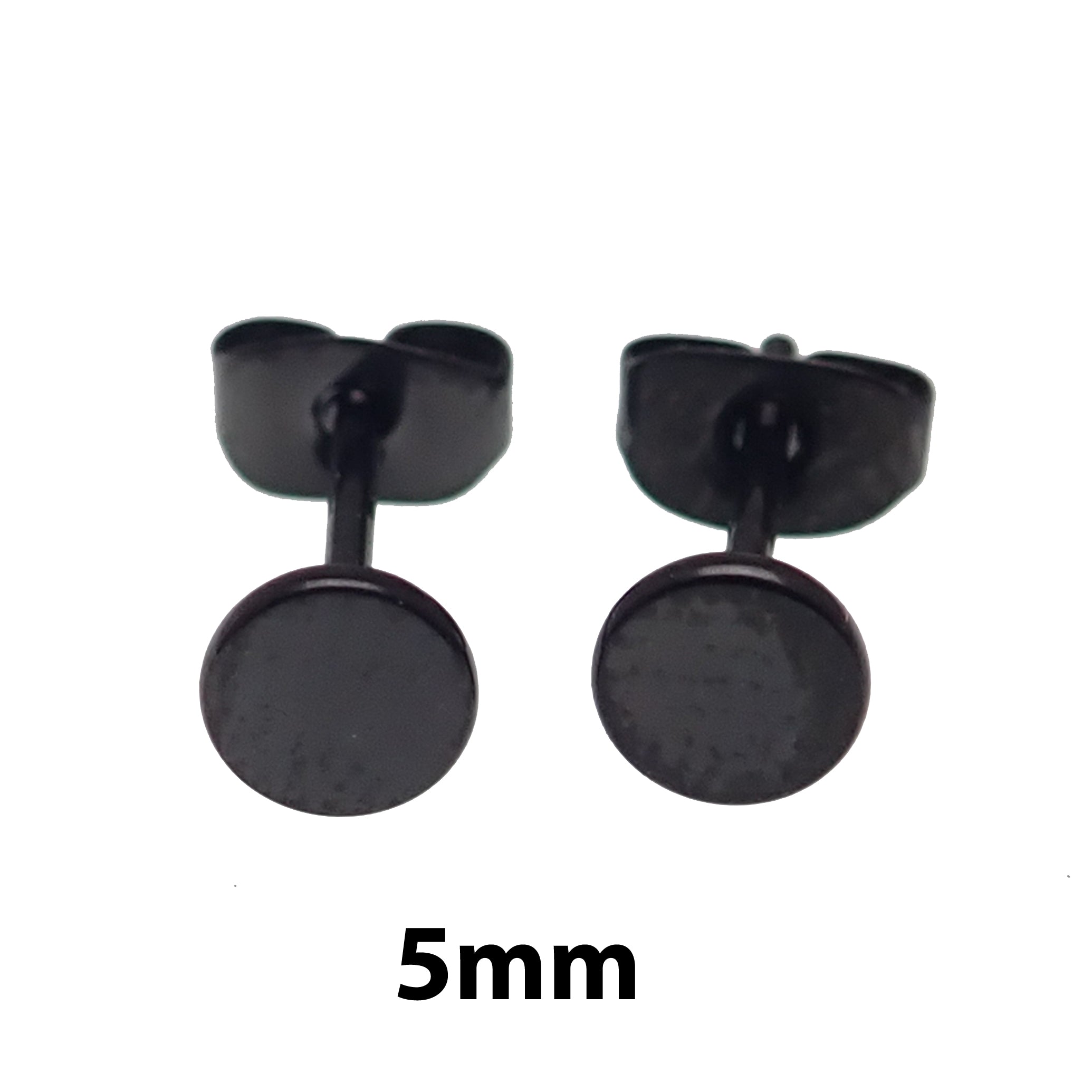 Thin PVD Black Titanium Disc Earring Pair