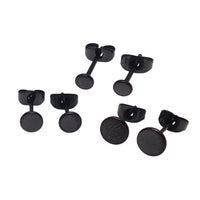 Thin PVD Black Titanium Disc Earring Pair