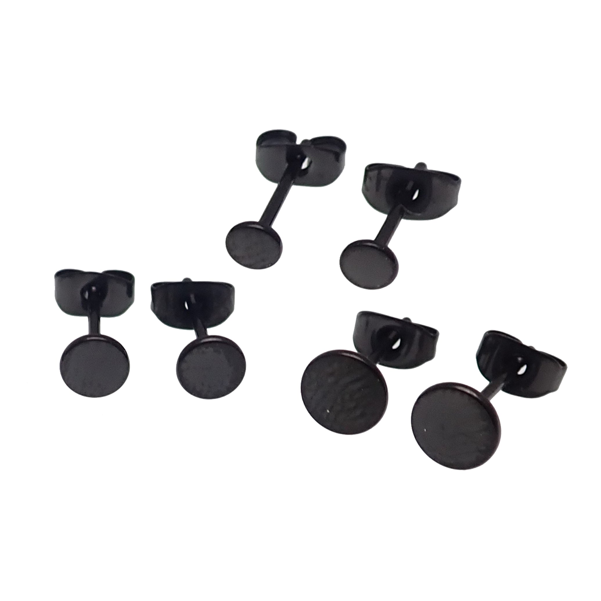 Thin PVD Black Titanium Disc Earring Pair