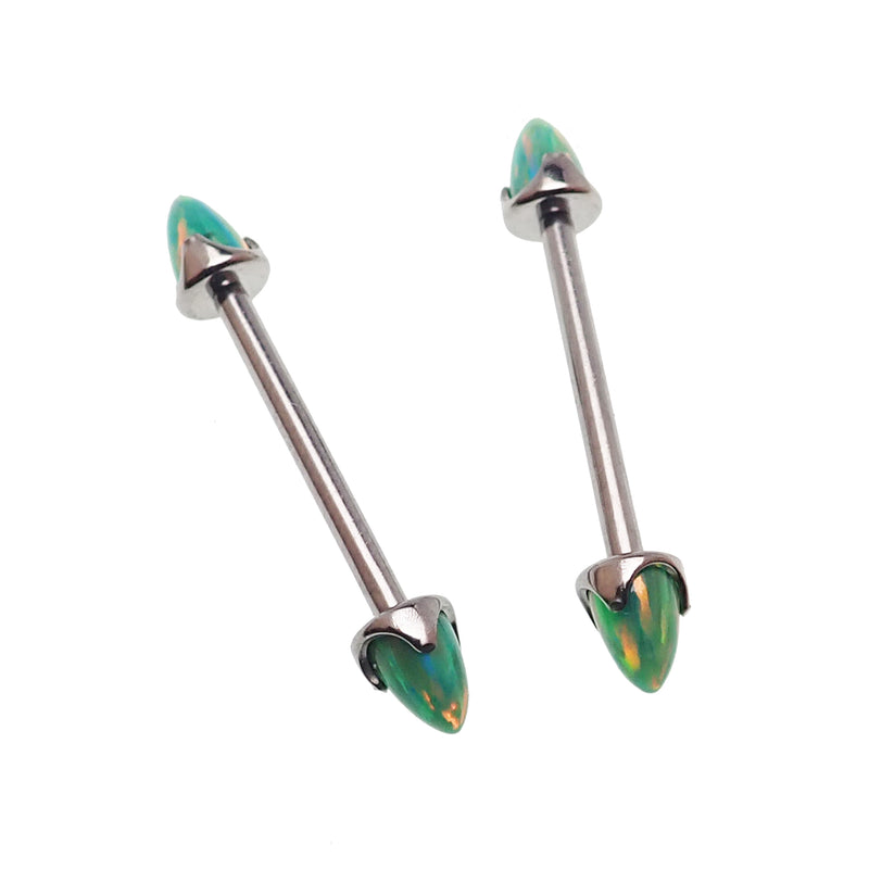 Green Olive Opal Cone Nipple Bar 16g