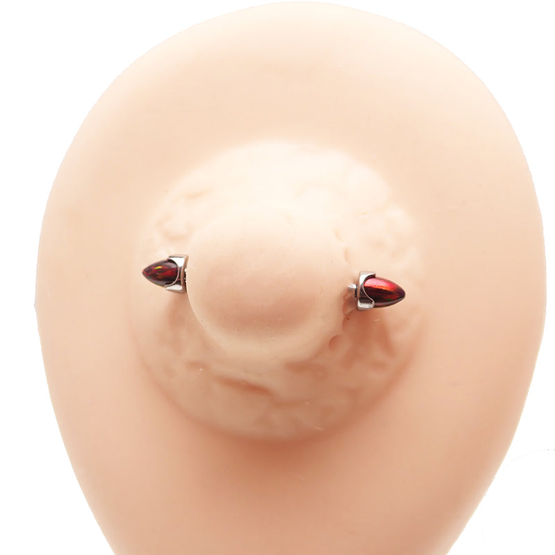 Dark Cherry Opal Cone Nipple Bar 16g