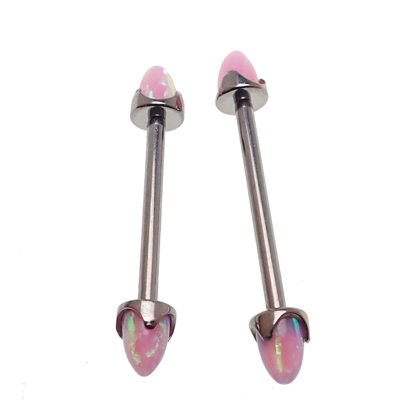 Bubblegum Pink Opal Cone Nipple Bar 16g