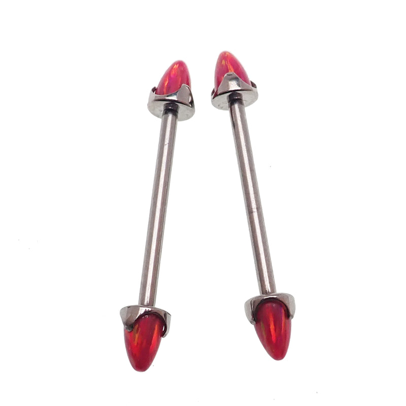 Fire Red Opal Cone Nipple Bar 16g