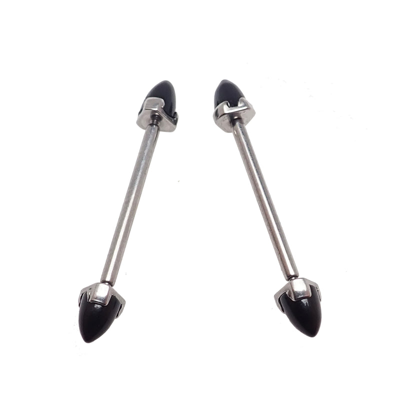 Black Onyx Cone Nipple Bar 16g