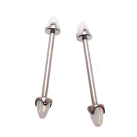 White Opal Cone Nipple Bar 16g