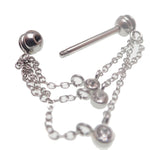 Triple Chain Premium Crystal Nipple Barbell 14g