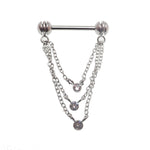 Triple Chain Premium Crystal Nipple Barbell 14g