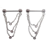 Triple Chain Premium Crystal Nipple Barbell 14g