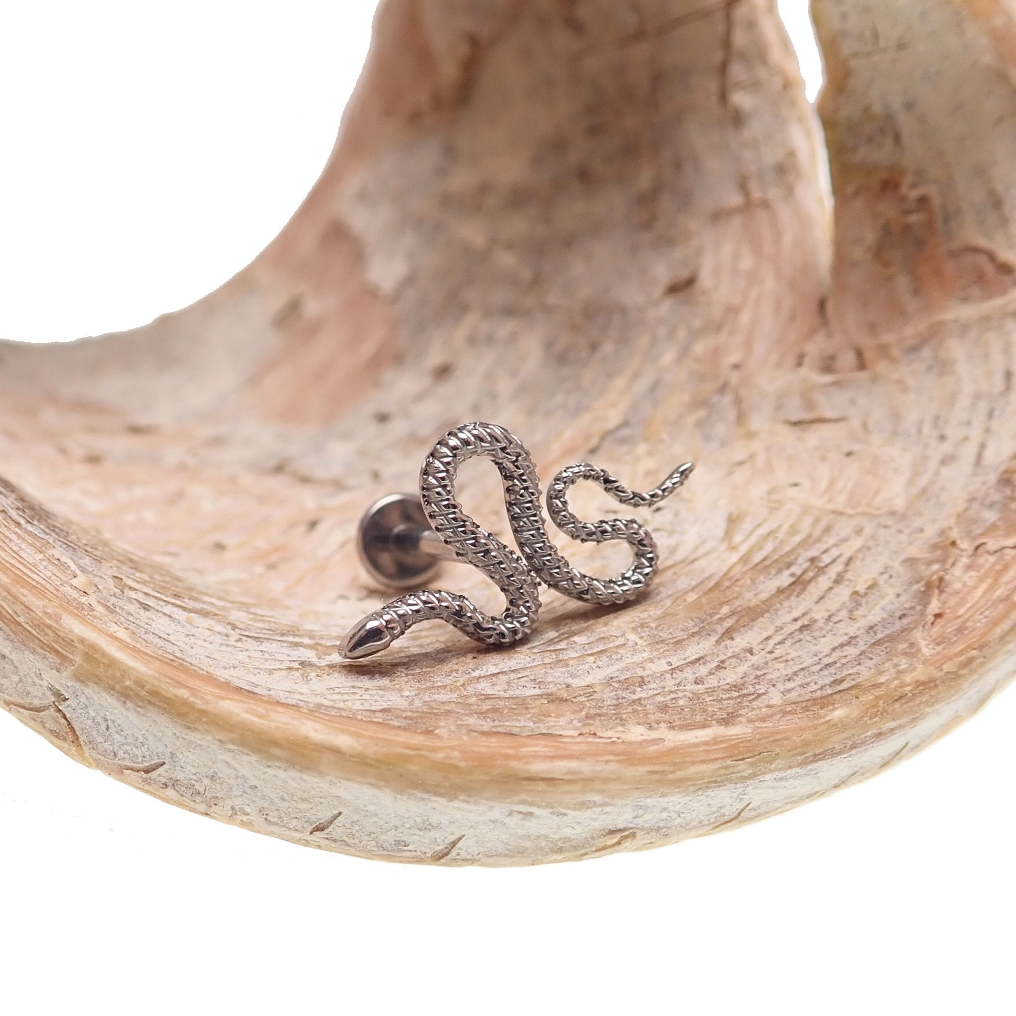 Snake Push Fit Titanium Flat Back 14g, 16g, 18g, 20g - Body Clickers Body Jewelry