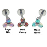 Opal Trio Cluster Flat Back Labret 18g, 16g, 14g