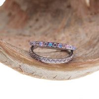 Double Layer 16g Split Opal & CZ Titanium Clicker