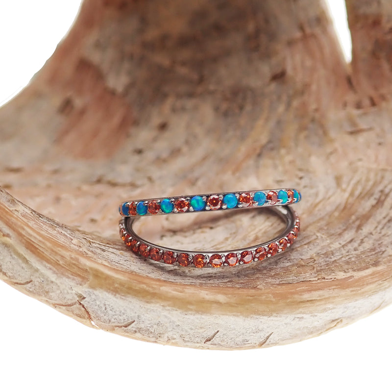 Double Layer 16g Split Opal & CZ Titanium Clicker