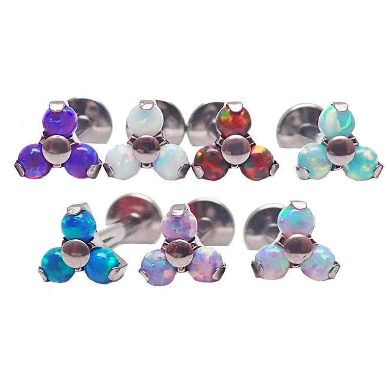 Opal Trio Cluster Flat Back Labret 18g, 16g, 14g