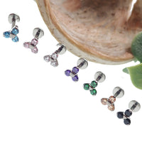 CZ Trio Cluster Flat Back Labret 18g, 16g, 14g