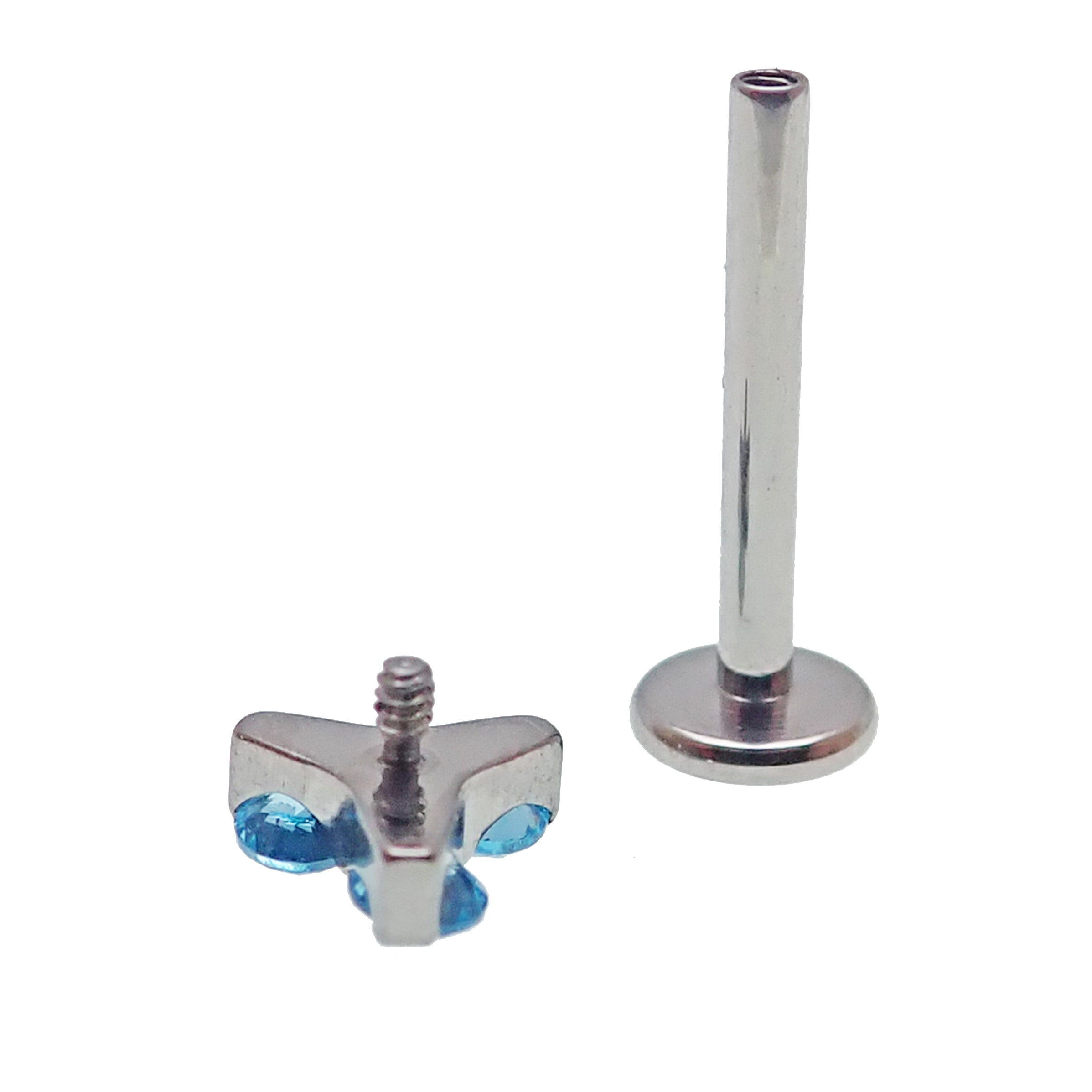 CZ Trio Cluster Flat Back Labret 18g, 16g, 14g