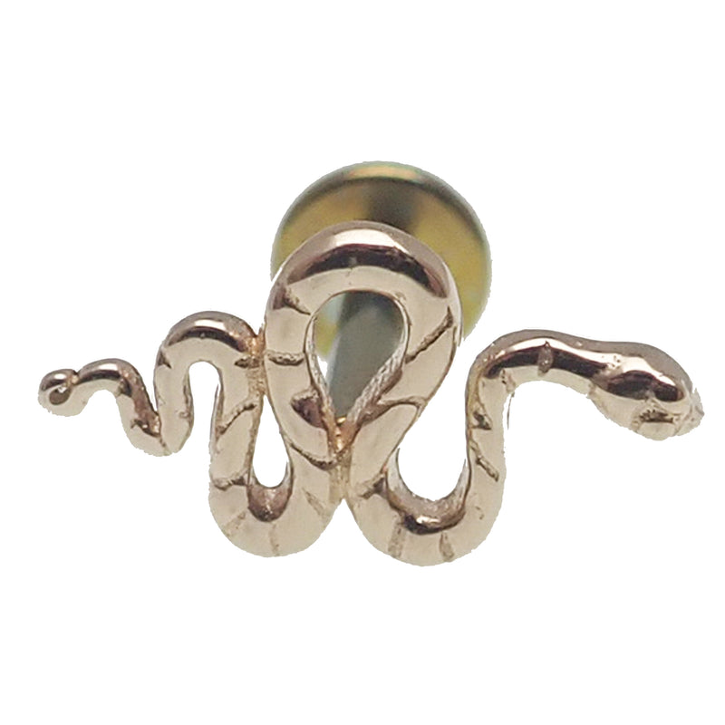 Curvy Snake 14k Gold Flat Back 14g, 16g, 18g, 20g