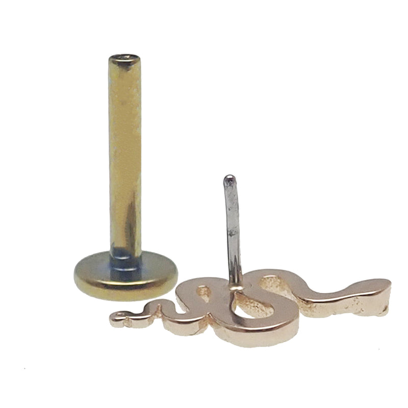 Curvy Snake 14k Gold Flat Back 14g, 16g, 18g, 20g