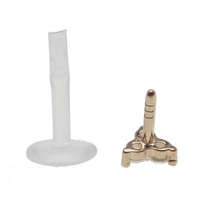 CZ Tri Cluster 14k Gold Bio Flex 20g, 18g, 16g, 14g - Body Clickers Body Jewelry