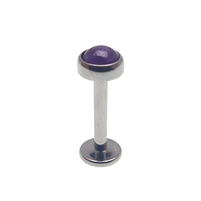 Amethyst / Moonstone Titanium Flatback Labret 18g, 16g, 14g
