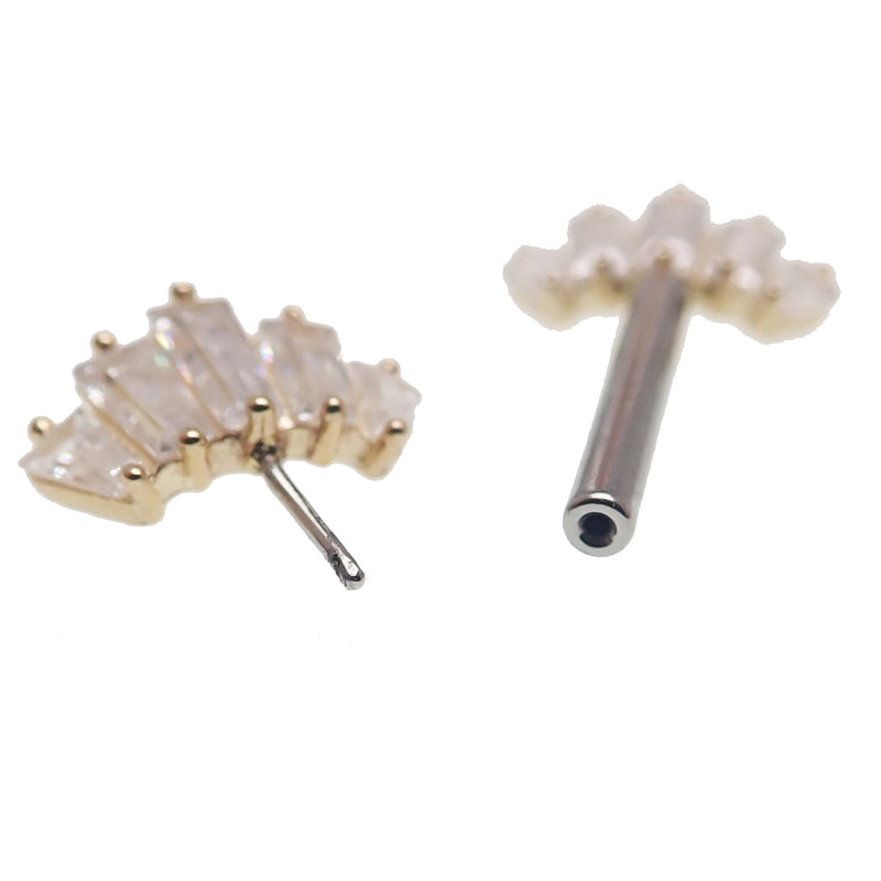 Marquise 5-Stone 14k Gold Push Fit Nipple Barbell