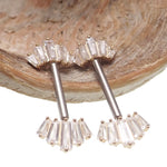 Marquise 5-Stone 14k Gold Push Fit Nipple Barbell