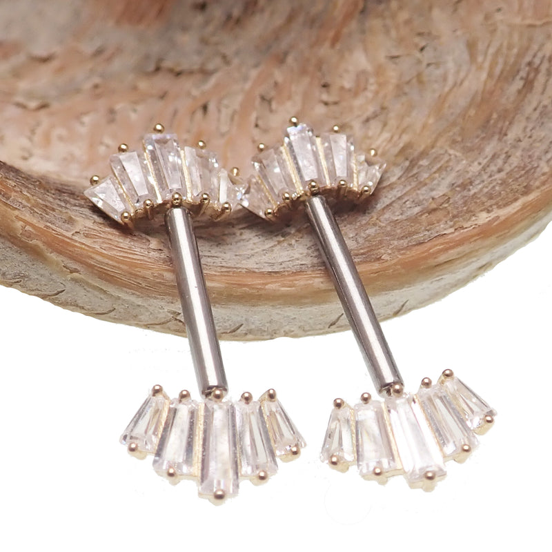 Marquise 5-Stone 14k Gold Push Fit Nipple Barbell