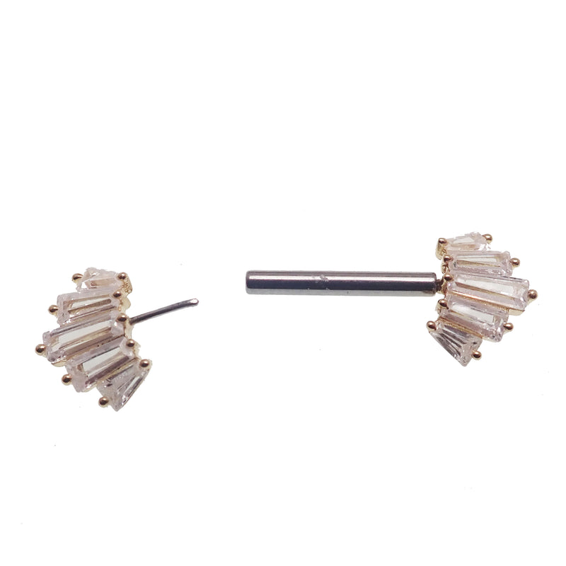 Marquise 5-Stone 14k Gold Push Fit Nipple Barbell